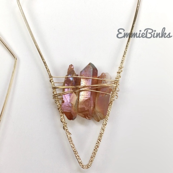 New FP Golden Wire Threader Geode Stone Geometric Hoop Earrings - Picture 11 of 16